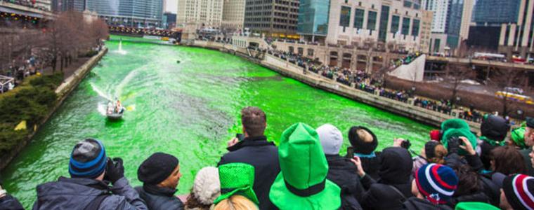 Оцветиха река Чикаго в смарагдово зелен цвят