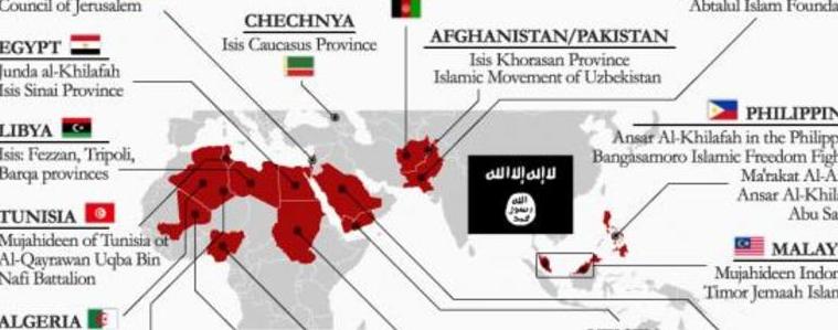 Карта показва кой подкрепя "Ислямска държава"
