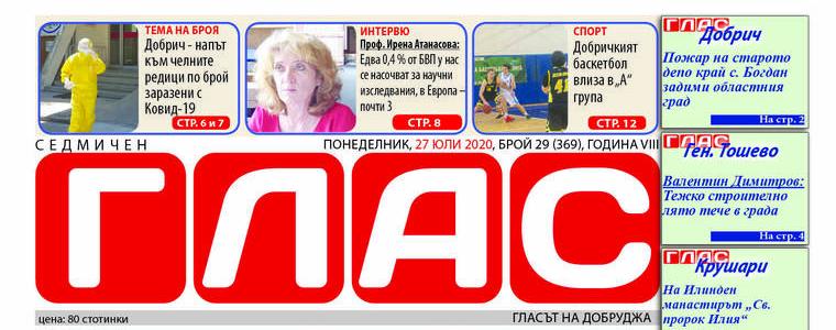 В новия брой на в. ГЛАС: Ръст на новорегистрираните с Ковид-19 
