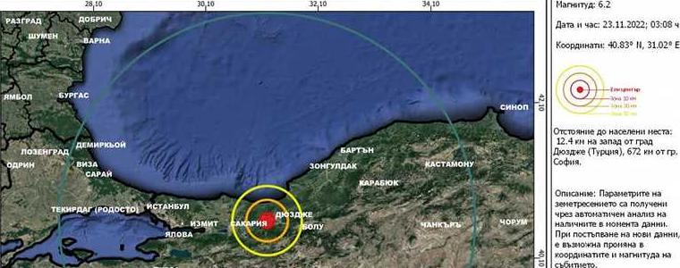 Силно земетресение в Западна Турция тази нощ е усетено и в Балчик
