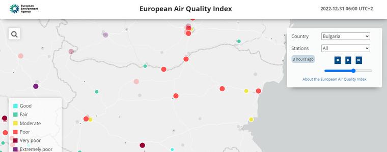 Мръсен въздух в цялата страна в края на старата и първите дни от новата година