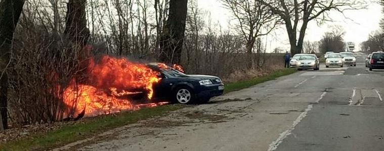 Автомобил се блъсна в дърво и се възпламени