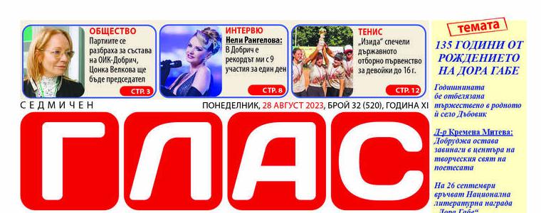 Вестник „ГЛАС“: 135 години от рождението на Дора Габе