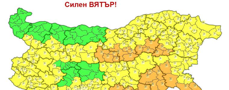 Жълт код, с предупреждение за силен вятър, е в сила за област Добрич днес