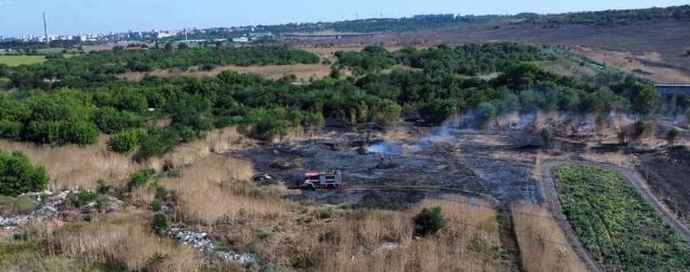 Пожар край Добрич засегна сухи треви и лавандула