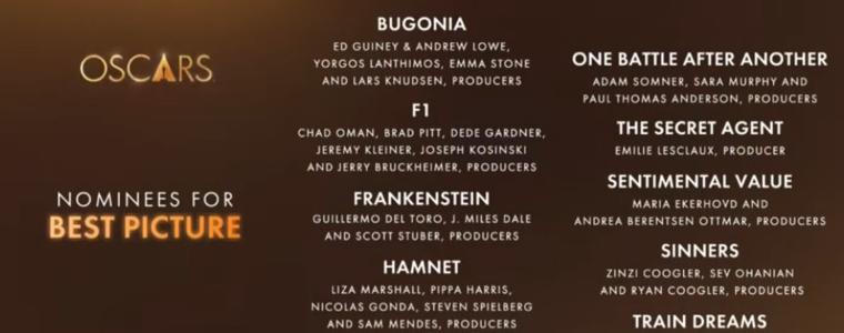 Обявиха номинациите за наградите „Оскар“, с най-много е хорърът „Грешници“