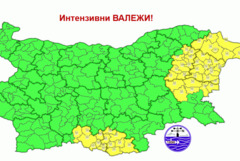 Жълт код за интензивни валежи е в сила за област Добрич днес