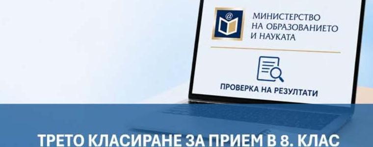 МОН публикува третото класиране за прием в осми клас