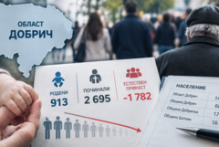 Населението на област Добрич е намаляло за година с над 1300 души 